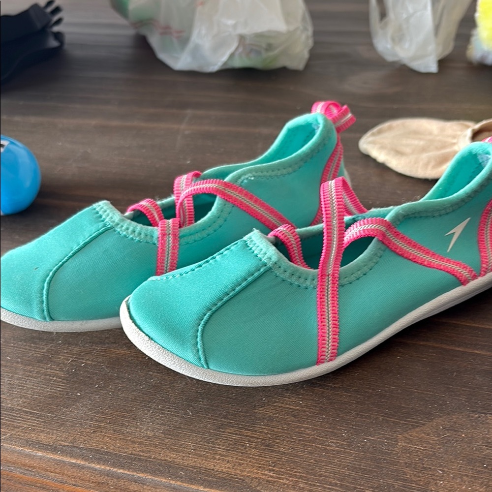 Kids Teal and Pink Water-Friendly Slip-On Shoes